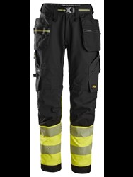 High-Vis stretch work trousers with holster pockets, Cl 1.